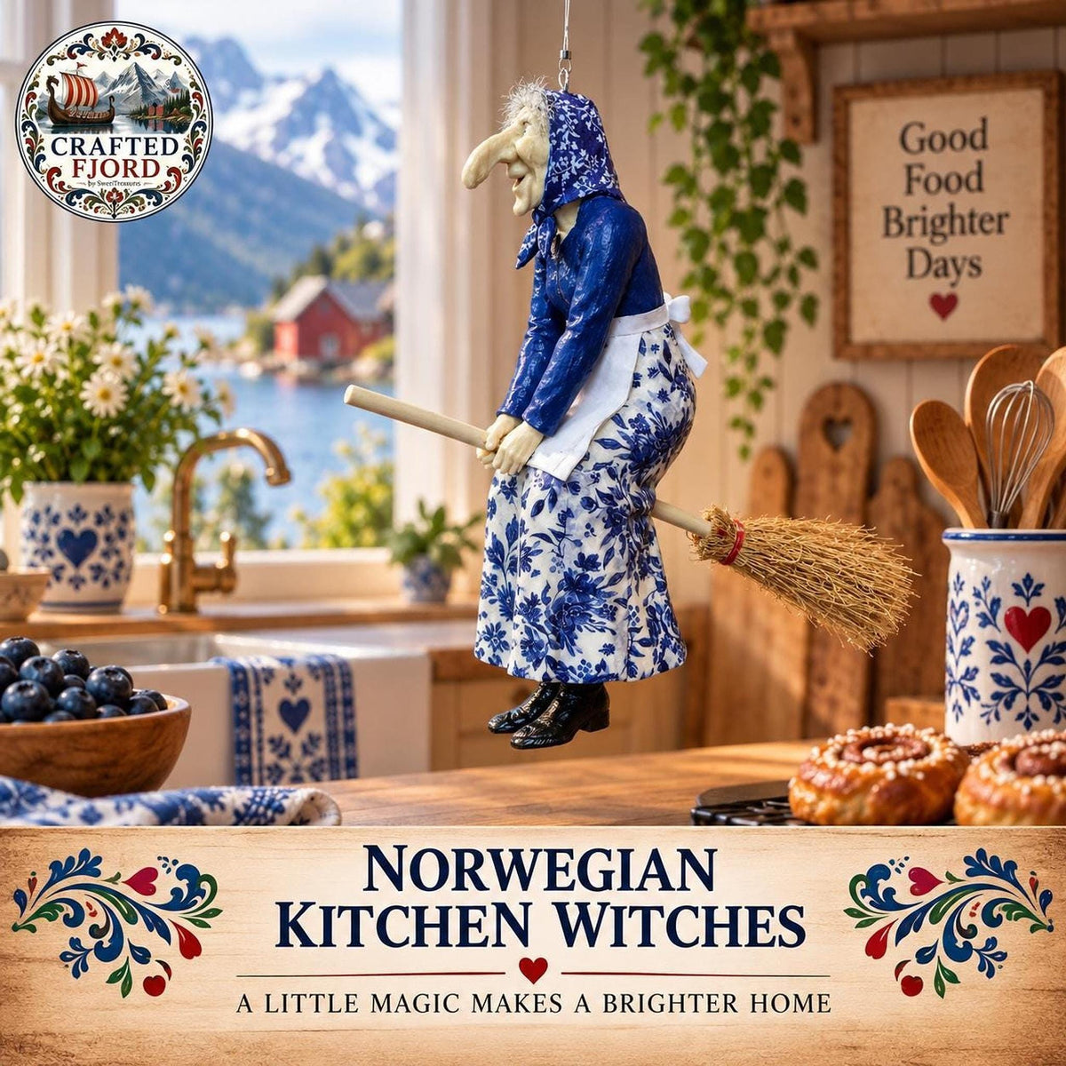 🧙 TYII™ Norwegian Kitchen Witch – Good Luck Hanging Ornament, Funny Kitchen Decor & Unique Gift 🍀