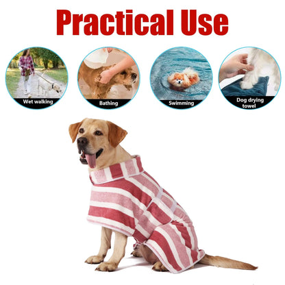 The Ultimate Quick-Dry Dog Bathrobe | Ultra-Absorbent & Stylish Striped Spa Wrap