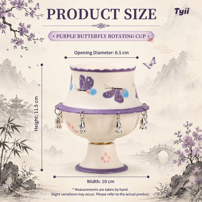 The Oriental Charm: Hand-Painted Under-Glaze Rotating Tea Cup with Luxury Gift Box