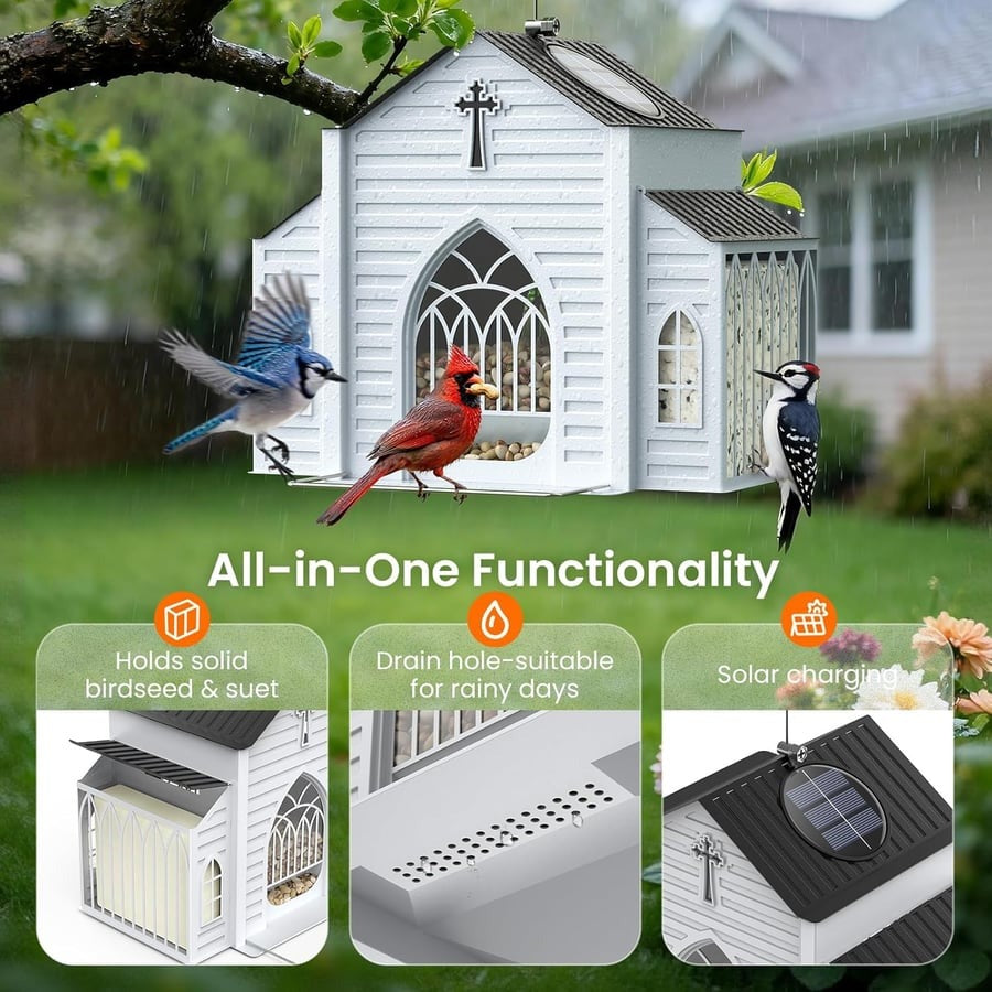 ✝️Church-Shaped Metal Solar Bird Feeder (✨Same as in the video)
