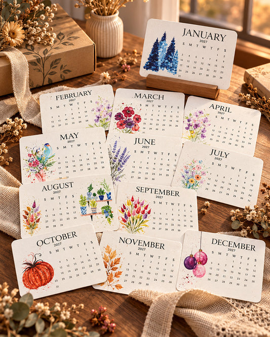 🌱The 2027 Living Botanical Desk Calendar | Zero-Waste Hand-Painted Art Edition