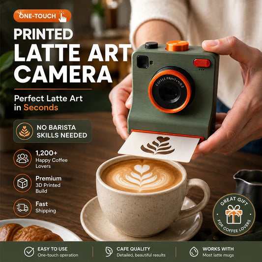 TYII™☕📸 3D Printed One-Touch Latte Art Camera – Coffee Stencil Printer