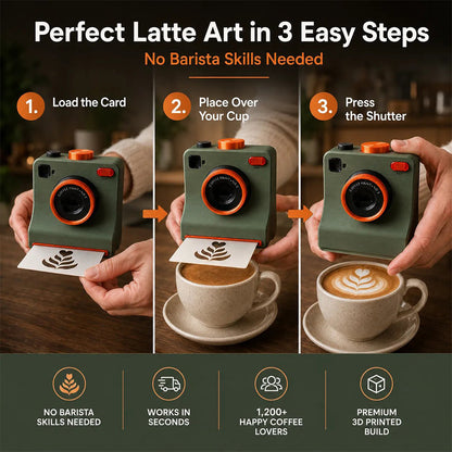 TYII™☕📸 3D Printed One-Touch Latte Art Camera – Coffee Stencil Printer