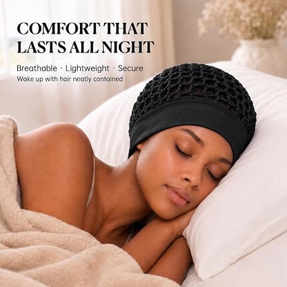 TYIIPRO™ 3-Piece Stretchy Satin-Style Sleeping Cap Set – Wide-Edge Protective Hair Bonnets for Nighttime Hair Care
