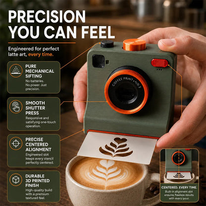 TYII™☕📸 3D Printed One-Touch Latte Art Camera – Coffee Stencil Printer