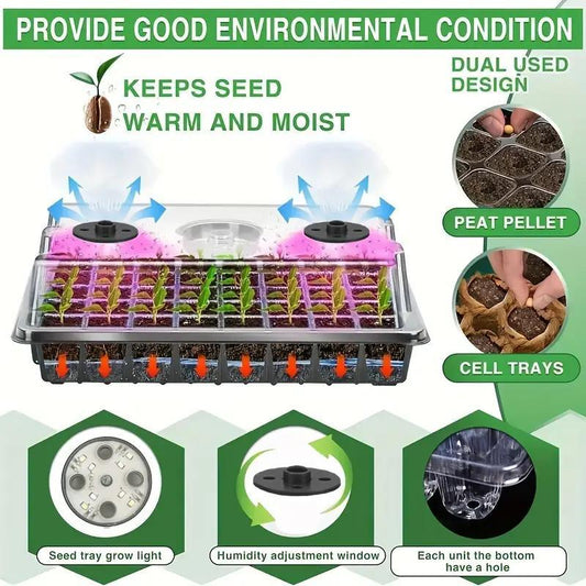 🔥🎉Seed starter trays with grow light