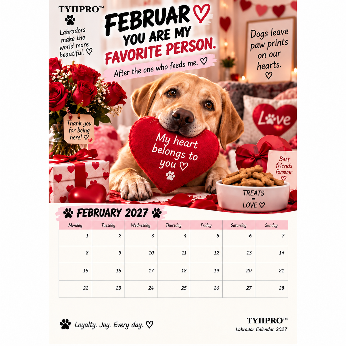 TYIIPRO™ Labrador Calendar 2027 – Funny 12-Month Wall Calendar for Labrador Lovers & Dog Owners