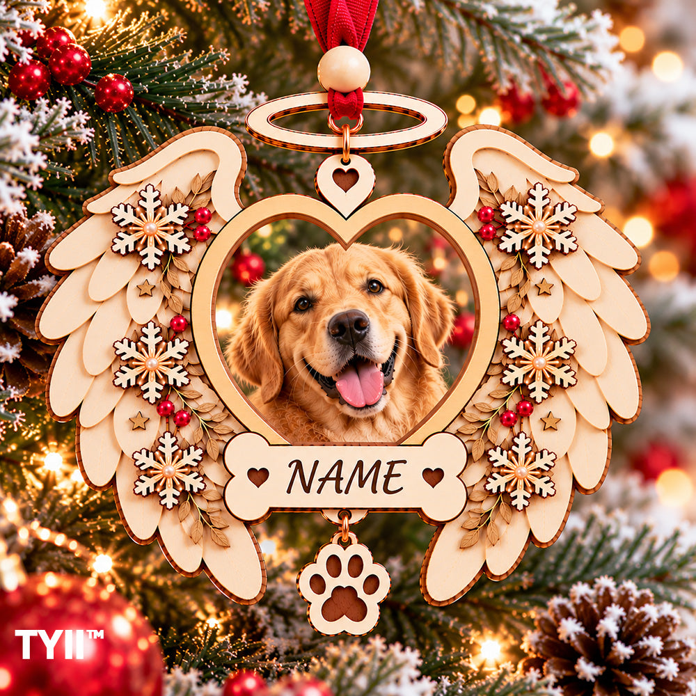 ❤️ TYII™ Angel Wings Pet Memorial Christmas Ornament – DIY Photo Keepsake, Forever in My Heart
