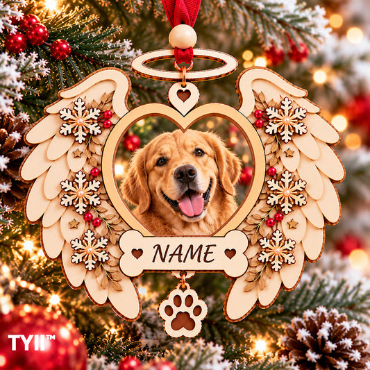 ❤️ TYII™ Angel Wings Pet Memorial Christmas Ornament – DIY Photo Keepsake, Forever in My Heart