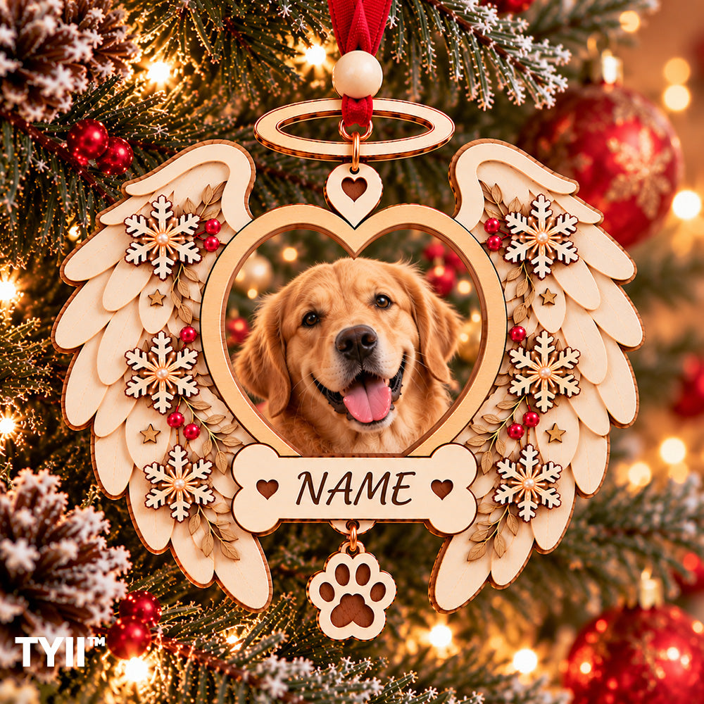 ❤️ TYII™ Angel Wings Pet Memorial Christmas Ornament – DIY Photo Keepsake, Forever in My Heart