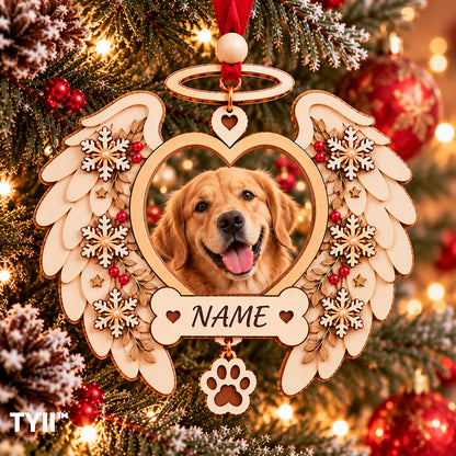 ❤️ TYII™ Angel Wings Pet Memorial Christmas Ornament – DIY Photo Keepsake, Forever in My Heart