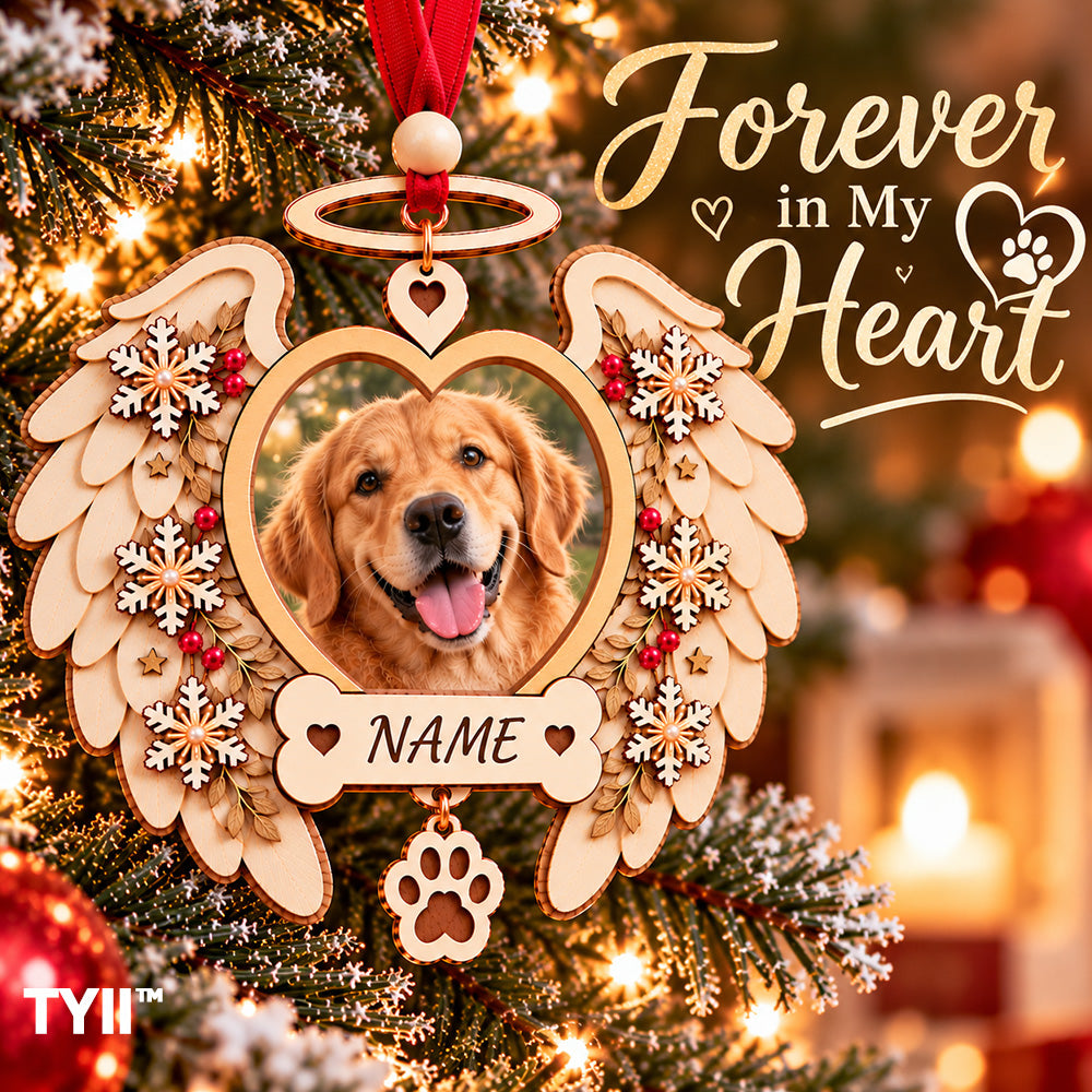 ❤️ TYII™ Angel Wings Pet Memorial Christmas Ornament – DIY Photo Keepsake, Forever in My Heart
