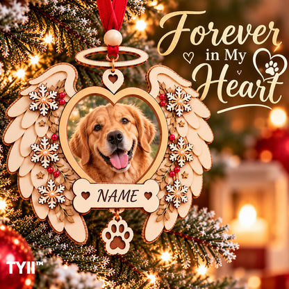 ❤️ TYII™ Angel Wings Pet Memorial Christmas Ornament – DIY Photo Keepsake, Forever in My Heart