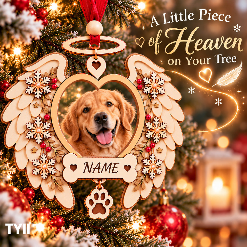 ❤️ TYII™ Angel Wings Pet Memorial Christmas Ornament – DIY Photo Keepsake, Forever in My Heart