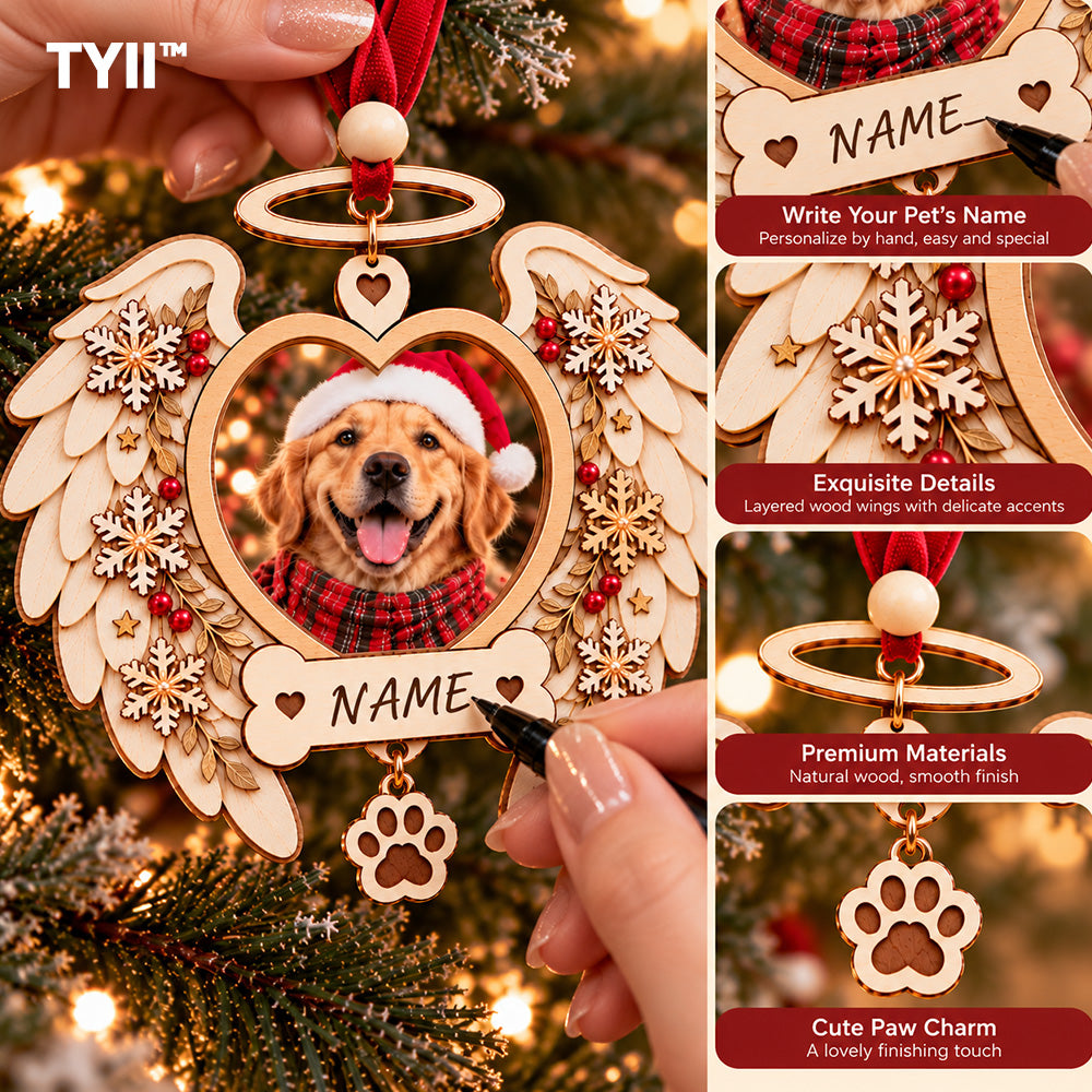 ❤️ TYII™ Angel Wings Pet Memorial Christmas Ornament – DIY Photo Keepsake, Forever in My Heart