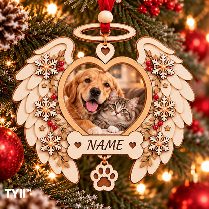 ❤️ TYII™ Angel Wings Pet Memorial Christmas Ornament – DIY Photo Keepsake, Forever in My Heart
