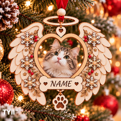 ❤️ TYII™ Angel Wings Pet Memorial Christmas Ornament – DIY Photo Keepsake, Forever in My Heart