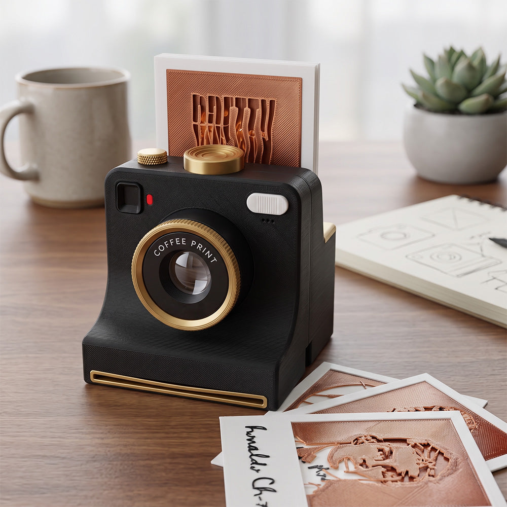 TYII™☕📸 3D Printed One-Touch Latte Art Camera – Coffee Stencil Printer