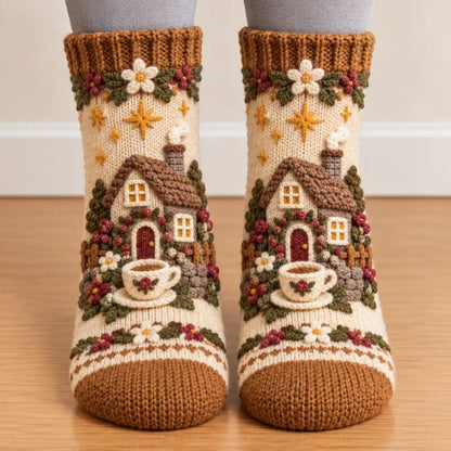 🧦🍂3D Knit Fall Cottage Cozy Socks