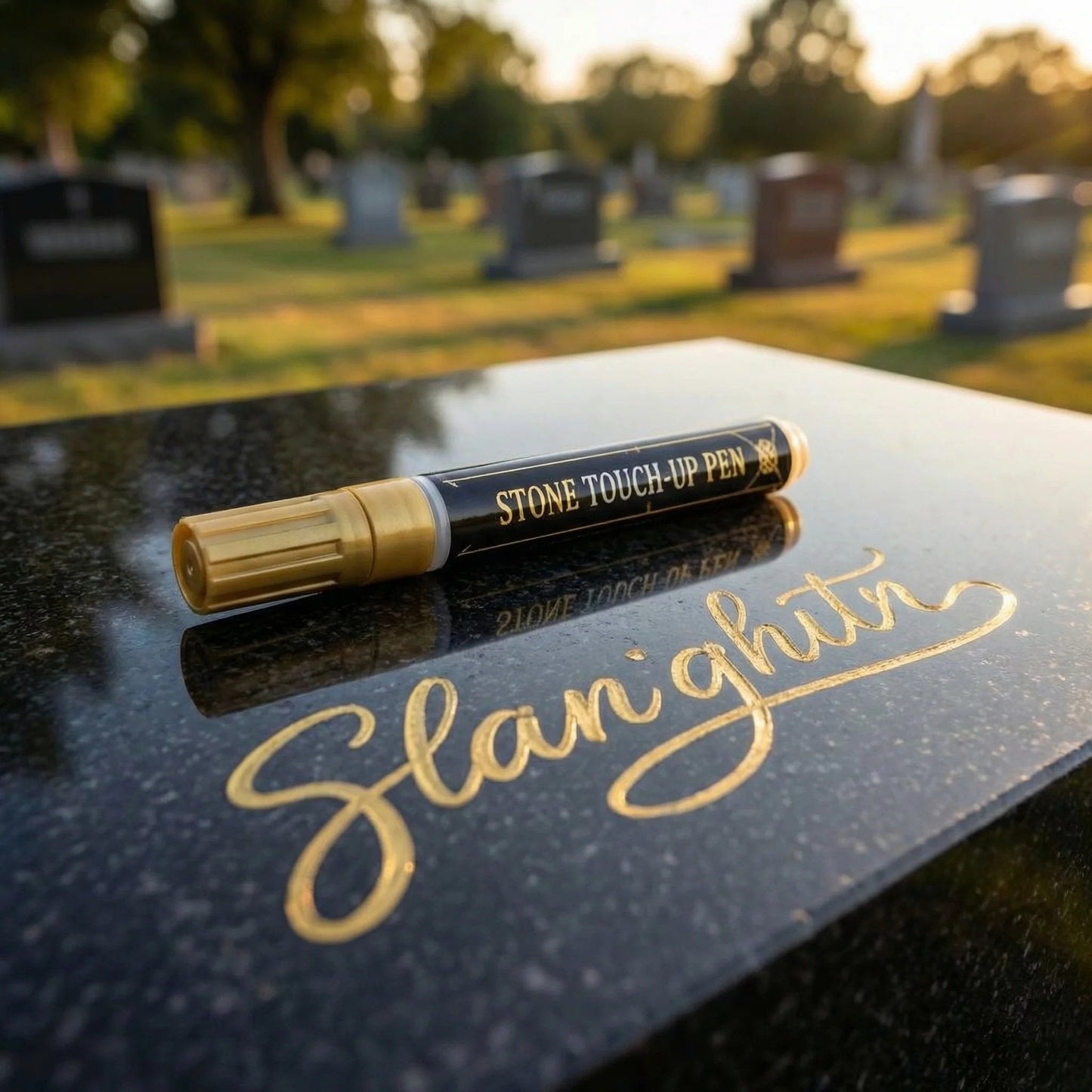 Golden Tombstone Marker Pen for Restoring Faded Grave Inscriptions(2PCS)