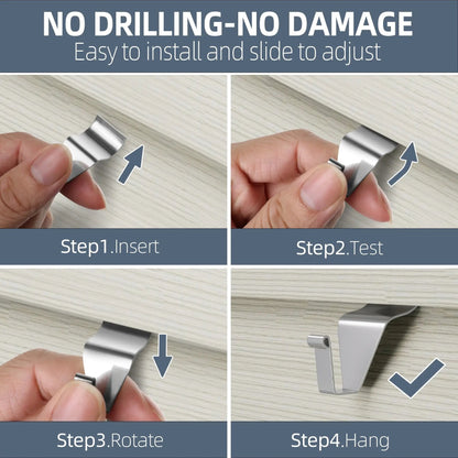 🏠Vinyl Siding Hooks 10 Pack | No Drill Traceless Stainless Steel Outdoor Hanger