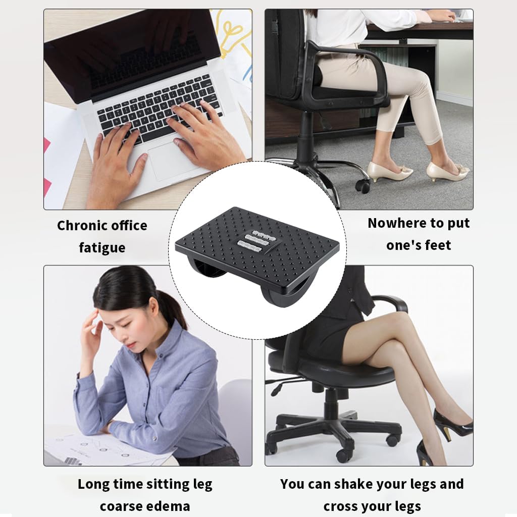 Acupressure Under Desk Foot Rest | Ergonomic Foot Rocker with Massage Rollers for Home & Office :f