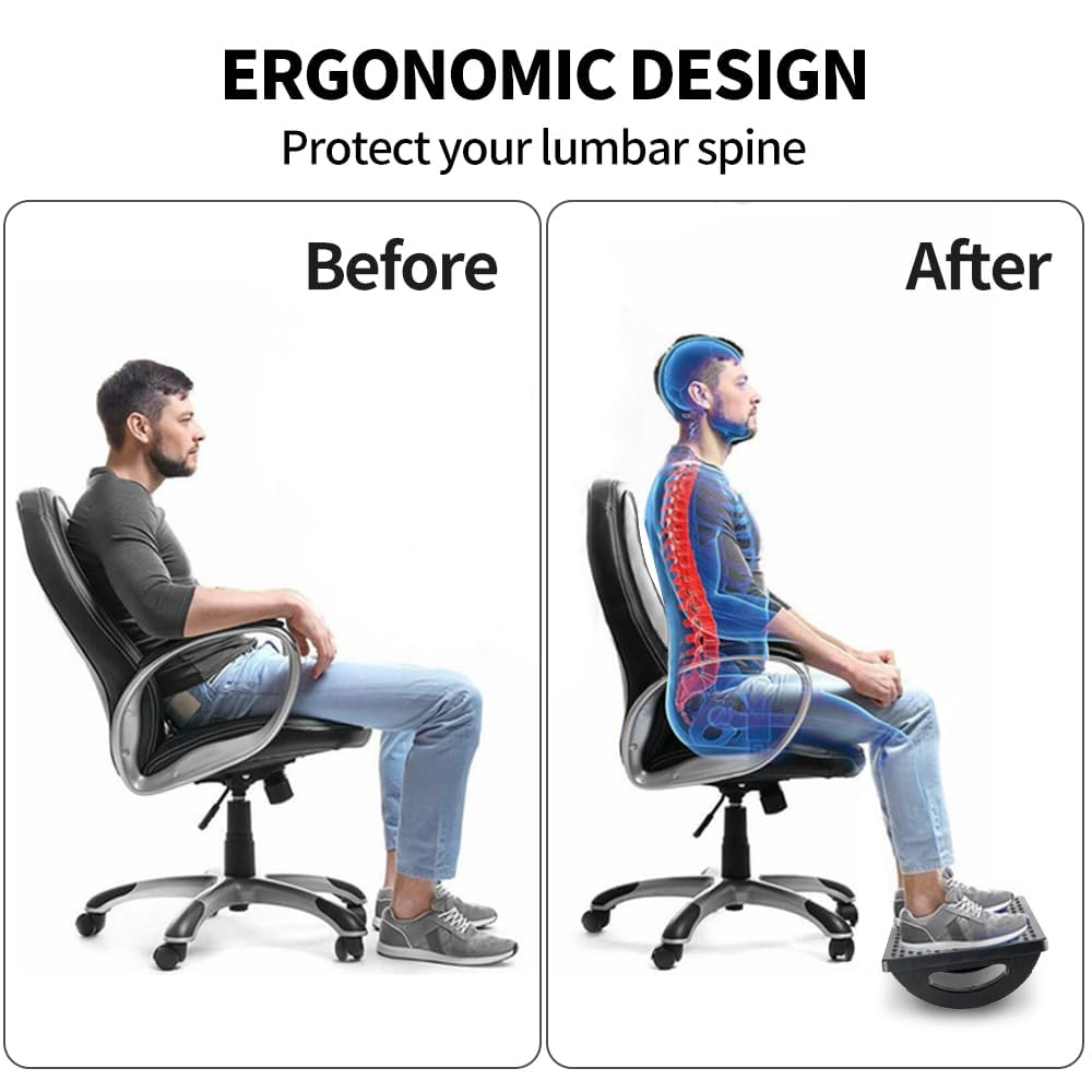 Acupressure Under Desk Foot Rest | Ergonomic Foot Rocker with Massage Rollers for Home & Office :f