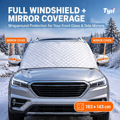 TYII™ All-Weather Magnetic Windshield Cover – Snow, Frost, Ice & Sun Protector with Side Mirror Covers