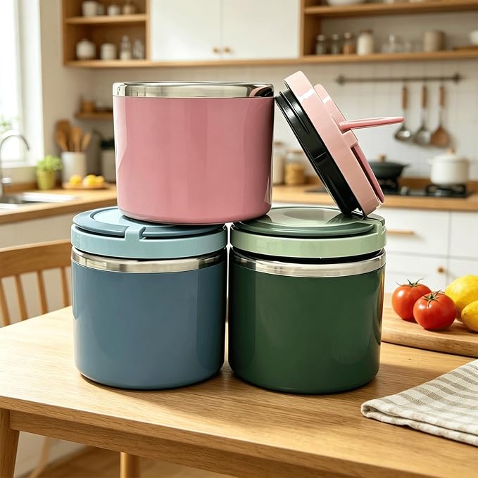 TYIIPRO™ Stainless Steel Insulated Lunch Box with Handle – Leakproof Stackable Food Container for Office, School & Travel