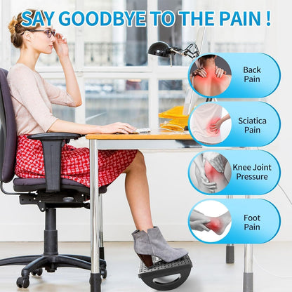 Acupressure Under Desk Foot Rest | Ergonomic Foot Rocker with Massage Rollers for Home & Office :f