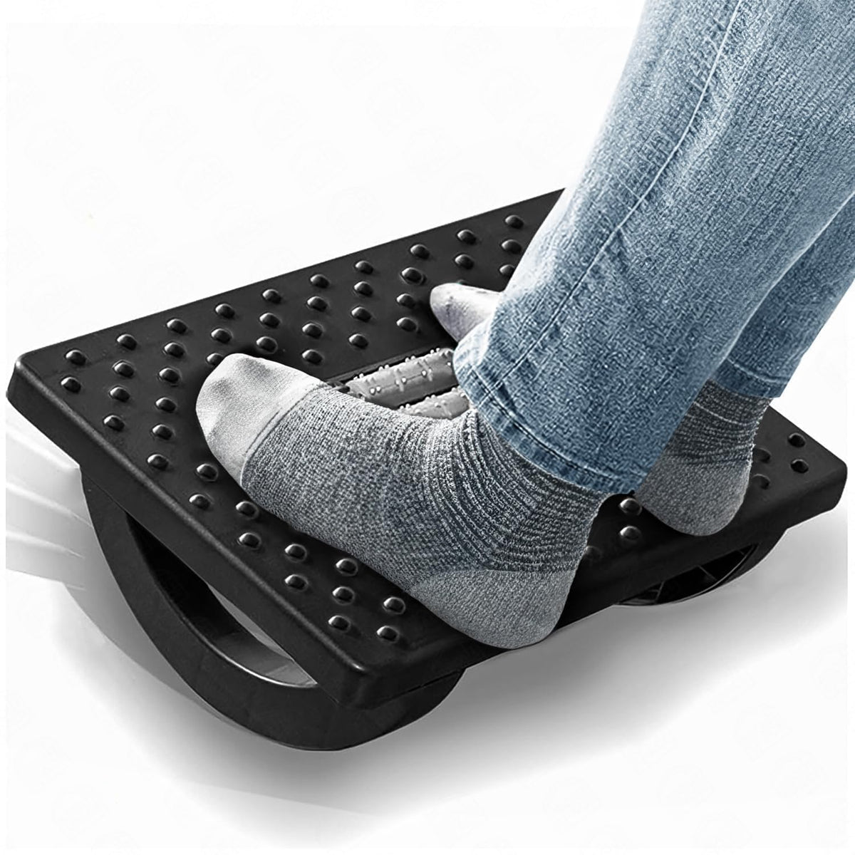 Acupressure Under Desk Foot Rest | Ergonomic Foot Rocker with Massage Rollers for Home & Office :f