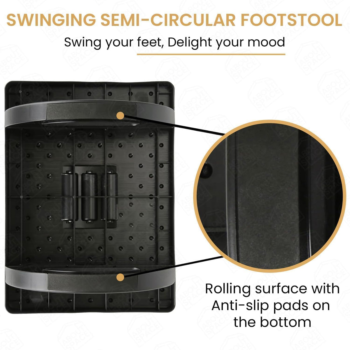 Acupressure Under Desk Foot Rest | Ergonomic Foot Rocker with Massage Rollers for Home & Office :f