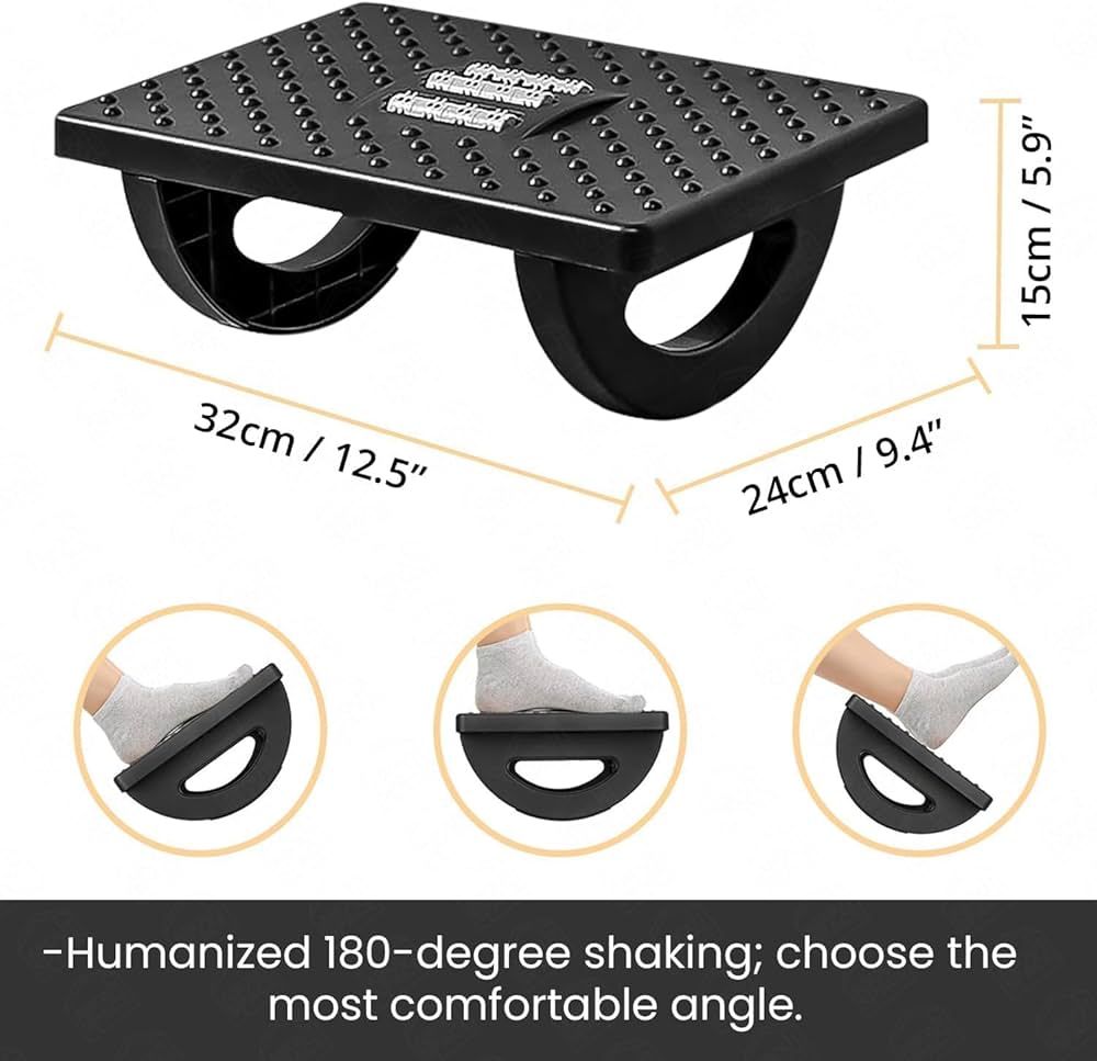 Acupressure Under Desk Foot Rest | Ergonomic Foot Rocker with Massage Rollers for Home & Office :f