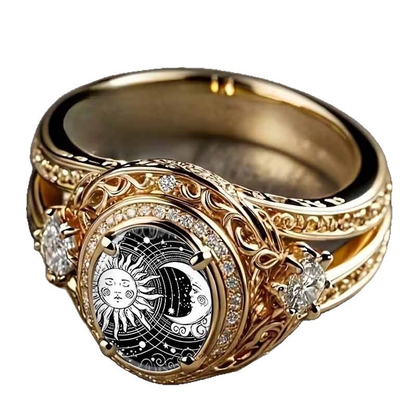 TYIIPRO™ Vintage Sun & Moon Ring – Celestial Totem Carved Statement Band
