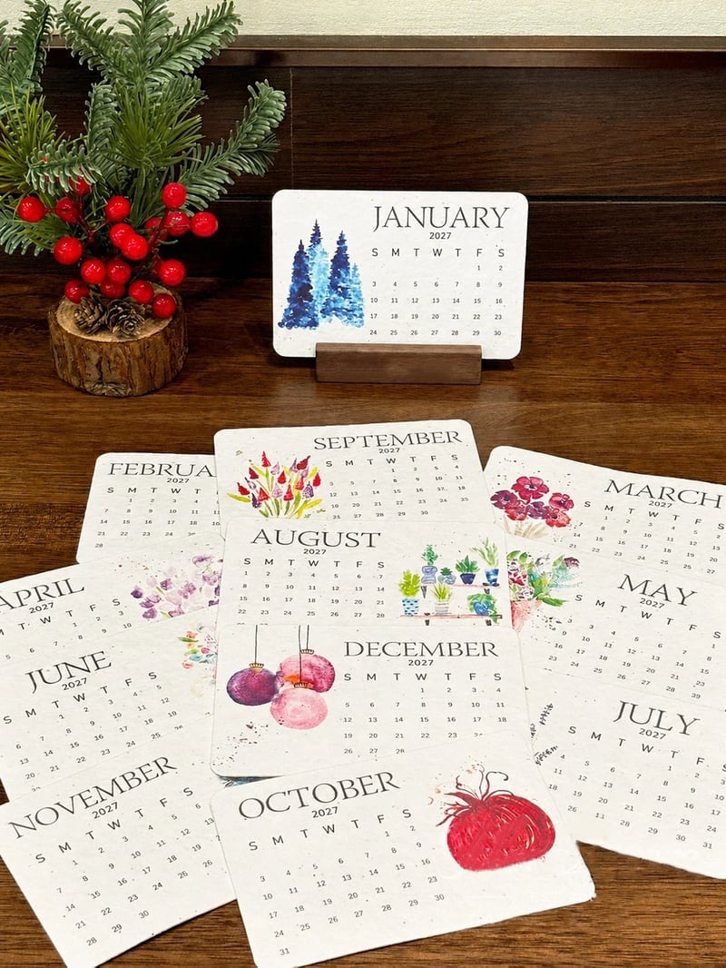 🌱The 2027 Living Botanical Desk Calendar | Zero-Waste Hand-Painted Art Edition