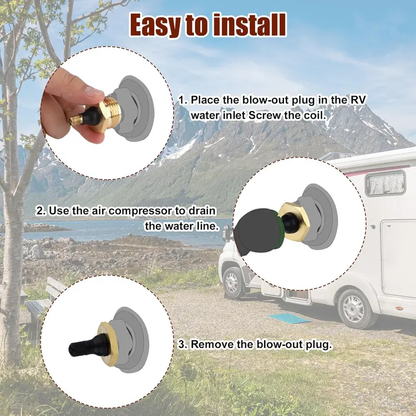 Brass RV Blow Out Plugs with Drain Valve