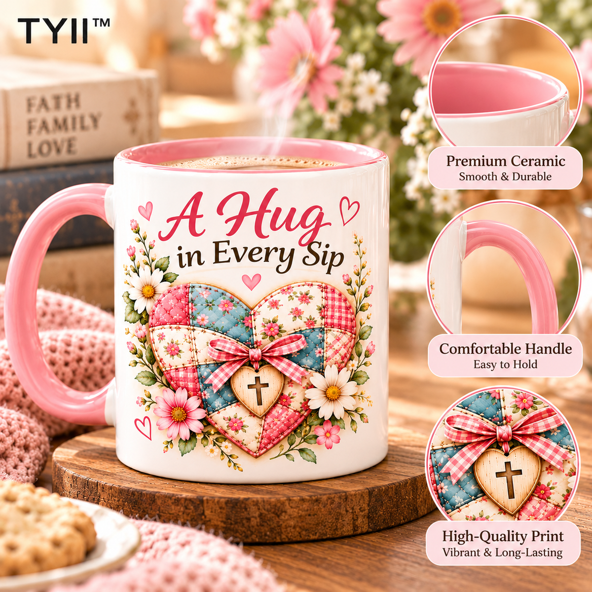 💕 A Hug in Every Sip 11oz Coffee Mug – Heartwarming Christian Gift for Mom, Grandma & Loved Ones
