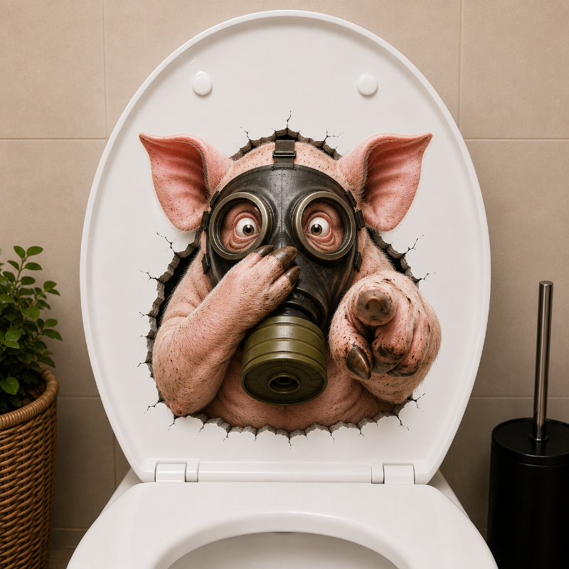 Hilarious 3D Toilet Lid Animal Decal – Funny Loo Surprise Sticker