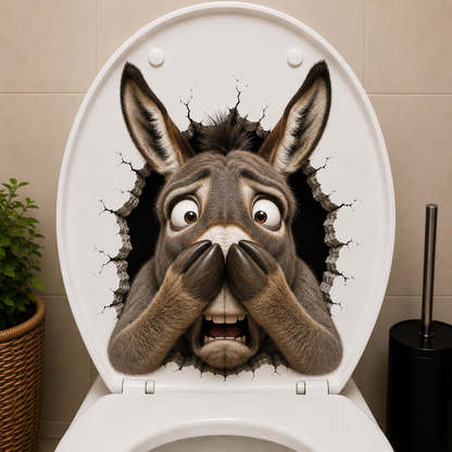 Hilarious 3D Toilet Lid Animal Decal – Funny Loo Surprise Sticker