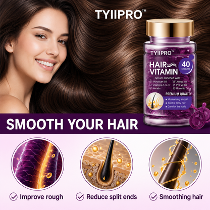 TYIIPRO™ Hair Vitamin Serum Capsules – Argan Oil Frizz Control & Shine Care for Dry, Color-Treated Hair, 40 Capsules