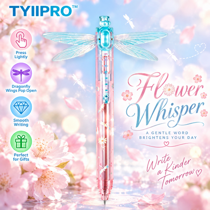 TYIIPRO™ Dragonfly Wing Retractable Gel Pen – 0.5mm Black Ink Smooth Quick-Dry Ballpoint Pen, Cute Aesthetic Writing Pen for Students & Journaling