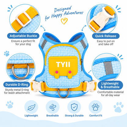 TYIIPRO™ Dog Backpack Harness with Leash – Lightweight No-Pull Pet Vest with Storage Pocket, Reflective & Breathable Design