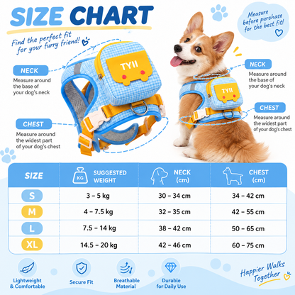 TYIIPRO™ Dog Backpack Harness with Leash – Lightweight No-Pull Pet Vest with Storage Pocket, Reflective & Breathable Design