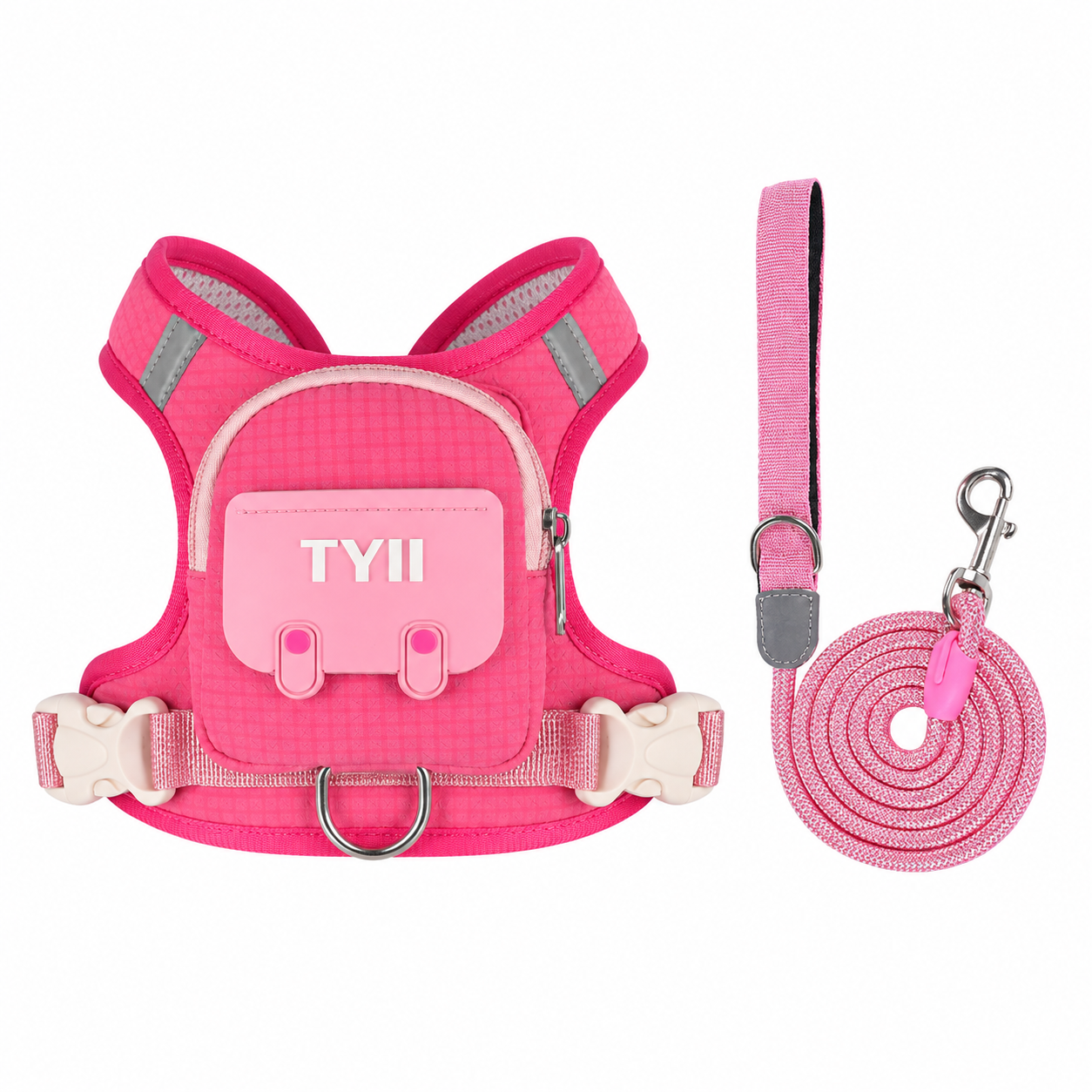 TYIIPRO™ Dog Backpack Harness with Leash – Lightweight No-Pull Pet Vest with Storage Pocket, Reflective & Breathable Design