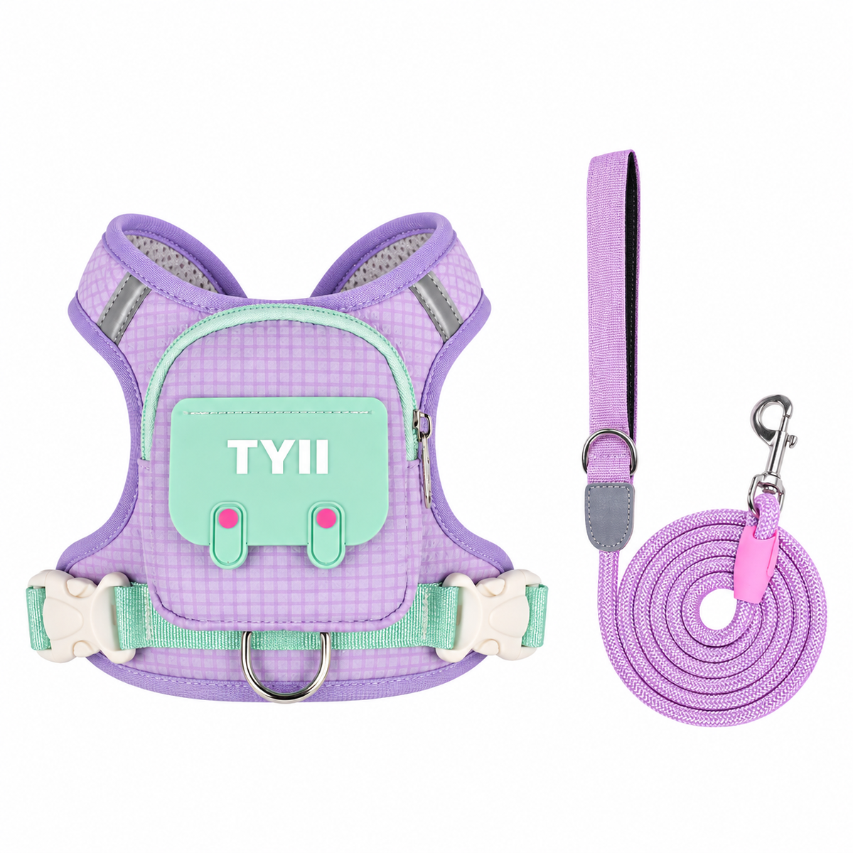 TYIIPRO™ Dog Backpack Harness with Leash – Lightweight No-Pull Pet Vest with Storage Pocket, Reflective & Breathable Design