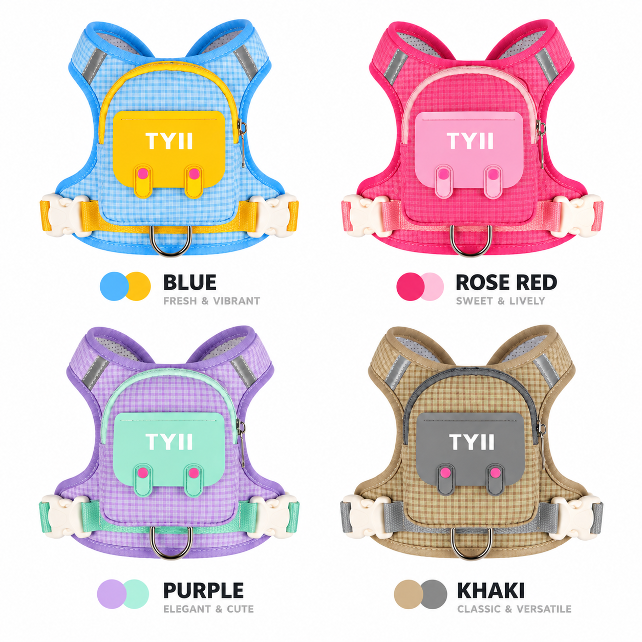 TYIIPRO™ Dog Backpack Harness with Leash – Lightweight No-Pull Pet Vest with Storage Pocket, Reflective & Breathable Design