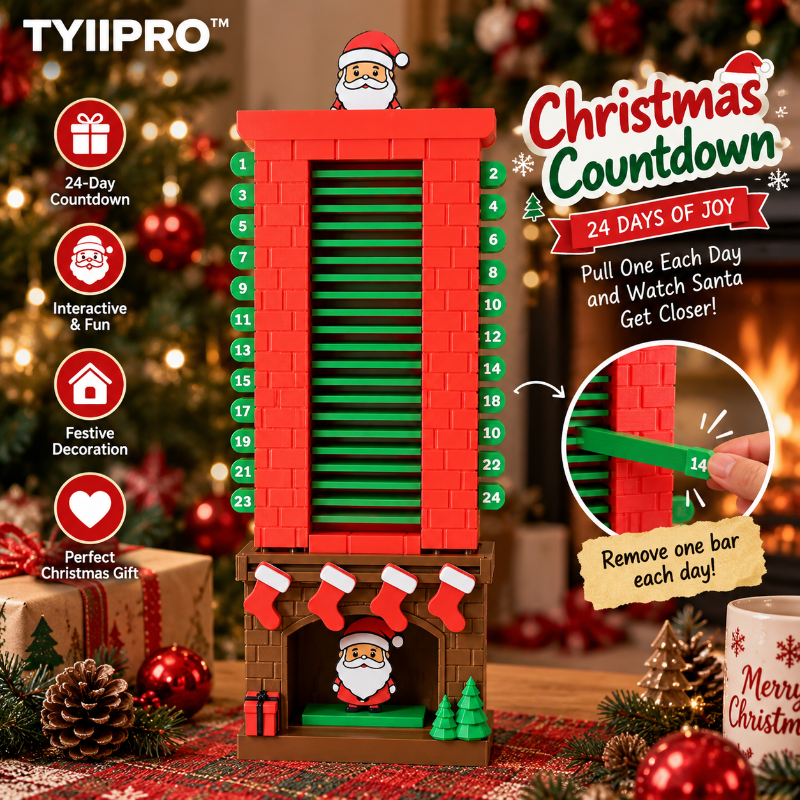 TYIIPRO™ Santa Christmas Countdown Advent Calendar – 24-Day Interactive Fireplace Countdown Decoration