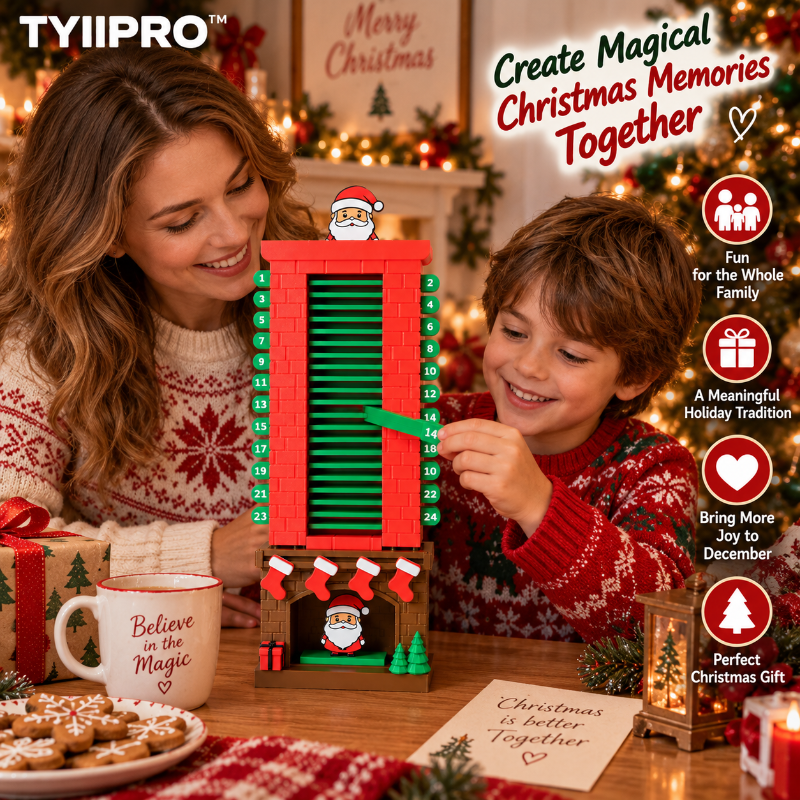 TYIIPRO™ Santa Christmas Countdown Advent Calendar – 24-Day Interactive Fireplace Countdown Decoration