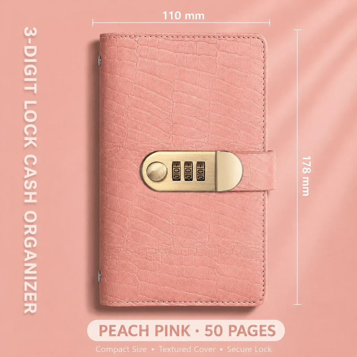 A6 savings notebook,3-DigitResettable Password Lock