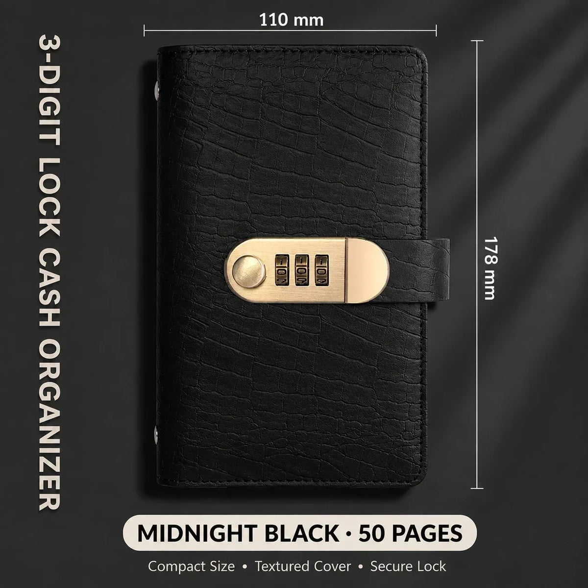 A6 savings notebook,3-DigitResettable Password Lock